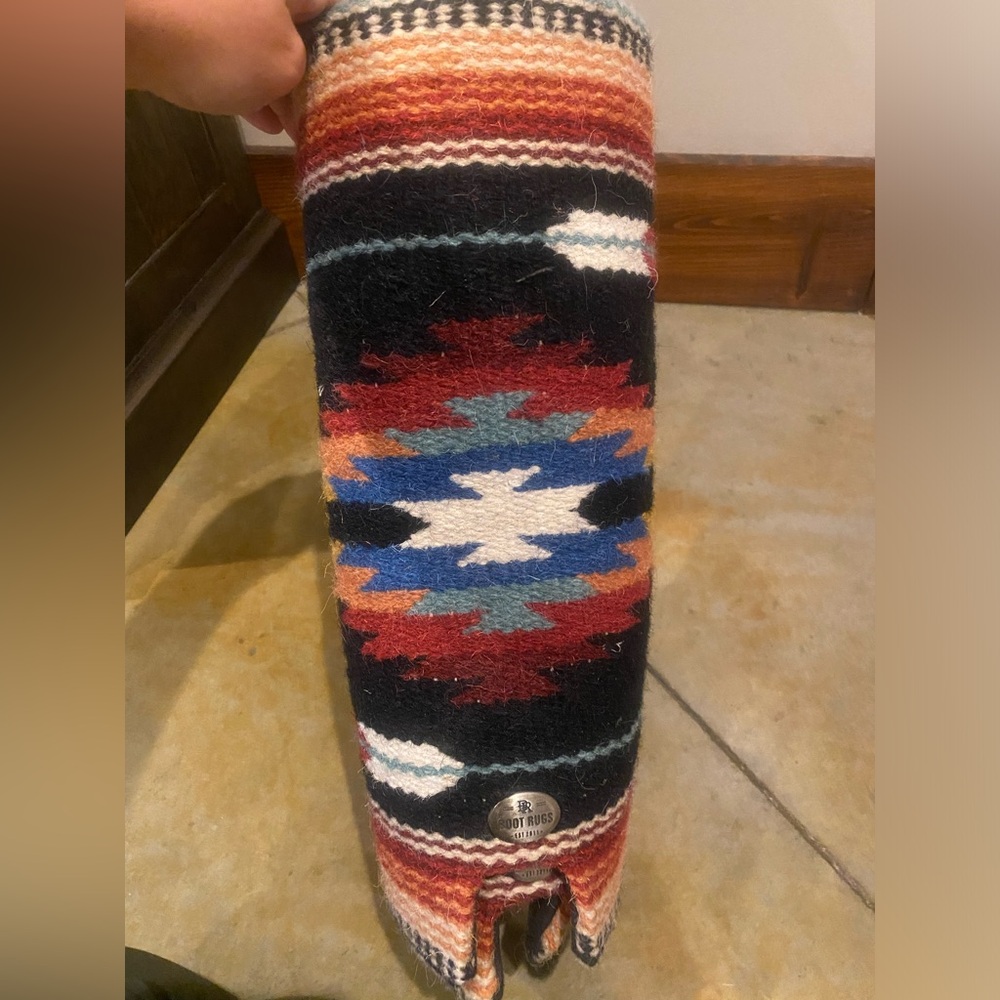 Authentic Wool Boot Rugs - Black Aztec Print